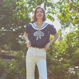 リボンセーラートップ / Ribbon Sailor Top (GINGHAM)