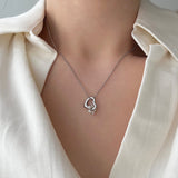 ハートパールコンビネーションピュアシンプルネックレス / hu Heart pearl combination pure simple necklace (2 color)