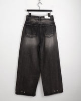 [3WAY] Ziver Snap Button Black and Blue Washed Wide Denim Pants