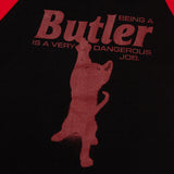 CAT BUTLER RAGLAN CROP T-SHIRT (BLACK)