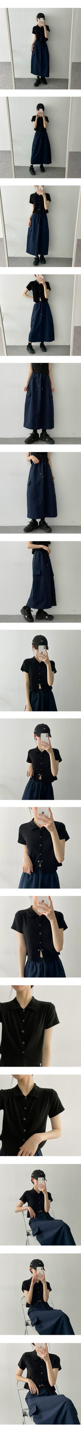 コイススナップカラー半袖Tシャツ / KOIS Snap Collar Short Sleeve Tee