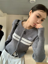 double zip knit cardigan