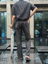 Moment raw material denim short-sleeved shirt (3 colors)