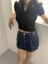 オッターオールインワンブックレットホルタースリーブレス半袖カーディガン/ Otter all-in-one booklet halter sleeveless knit short-sleeved cardigan