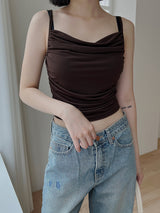 シルキードレープシャーリングスリーブレス / Silky Drape Shirring Sleeveless (2color)