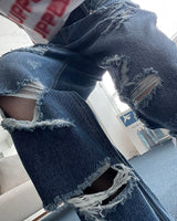 チェンデストロイデニムパンツ / Chen Destroyed Denim Pants (M ~ XL)