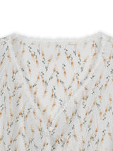 レースボタンパフブラウス / Lace Button Puff Blouse (2colors)