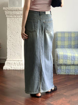 ホティヴィンテージウォッシング夏デニムマキシロングスカート/Hotty Vintage Wash Summer Denim Maxi Long Skirt