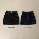 [Bellide made/2 size/Included Underpants] Saltie Non-fade Pocket Cargo Raw Denim Skirt