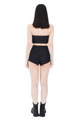 キュービックレタリングロゴチューブトップブラトップ/cubic lettering logo tube bra top (black)