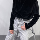 CRベルベットモックネックロングスリーブシャツ/CR Velvet Mock-neck Long-Sleeved Shirt (4 colors)