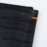 クロコダイルエンボクラッチ/CROCODILE EMBO CLUTCH-BLACK