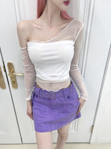 サマーウェーブメッシュトップ/432. Summer wave mesh top (bk, wh, pk)