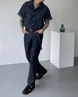 ノンフェードリネンショートスリーブシャツ/MG516 Non-Fade Linen Short-Sleeved Shirt (2 colors)