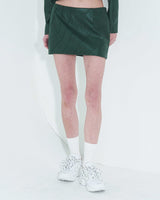 フォーレザーローライズミニスカート / Faux-Leather Low Rise Mini Skirt _ Green