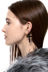 NO.474 [BLACK] KNOT CROSS EARRING