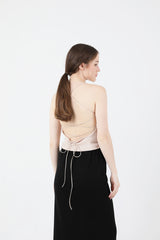 バックスリットクロップスリーブレス / Back Slit Crop Sleeveless Beige