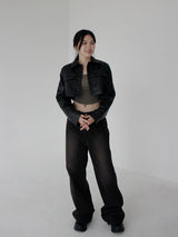 ローズレザークロップジャケット / Rose Leather Crop Jacket (2color)