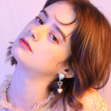 mini triple heart drop earrings (6565960548470)