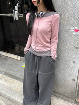マホレイヤードテンセル長袖Tシャツ
