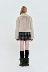 TOGGLE POINT CROP FUR JACKET [GRAY]
