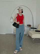 ストライプバンディングデニムパンツ/striped banding denim pants