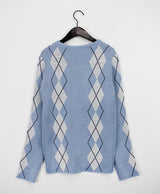 アーガイルリボンカーディガン / Argyle Ribbon Cardigan (3color)