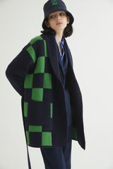 CHECKERBOARD ROBE CARDIGAN NAVY (6613774139510)