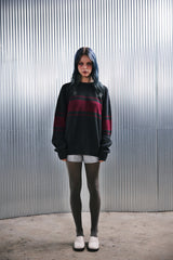 COLOR-LINE 7G KNIT CREW-NECK (Charcoal) / カラーラインニットクルーネック