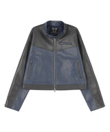 [NF] BLOCK PANEL LEATHER JACKET (BLUE)_F23ZA940