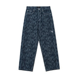 3D Monogram Rain Washing Slub Denim Pants Blue