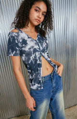 タイダイオープンT/tiedye open tee_ navy