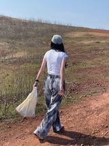 Silver dust pleats pants 