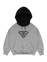Women's Crop Maison Signature Emblem Two-Tone HeavyTerry Hoodie MelangeGrayBlack(FCD3TS715W)
