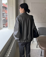 （UNISEX）ネブハイネックレザーブルゾン