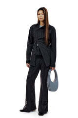 LEATHER STRAP TAILORED PANTS (CHARCOAL) (6654715560054)