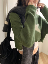 Limu Green Star Crop Knit