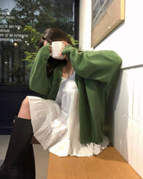 [BELLIDE MADE] ソリッドオーバーフィットブークレカーディガン