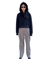 エンボスクロップドフーディー/Emboss Cropped Hoodie-BLACK