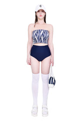デニムジャカードカップチューブトップ/Denim jacquard cap tube top (navy)