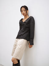 PINTUCK POINT BLOUSE [ CHARCOAL ]