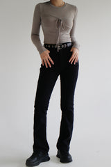 スリップブラックデニムパンツ/no.2330 slip black denim pants