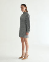 MOCK NECK STRING MINI ONEPIECE - HOUND TOOTH BLACK (6635994906742)