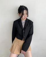 エリス２ボタンクロップミニマルブレザーショートジャケット/[MADE] Eris Two Button Crop Minimal Blazer Short Jacket