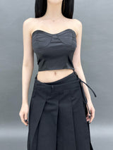 サテンキューブコルセットトップ/798. Satin curve corset top (2color)