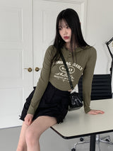 スリムレタリングスナップクロップフードTシャツ/Nofam Slim Lettering Snap Cropped Hooded T-shirt