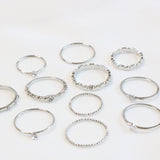 ミニハートレイヤードリングセット / Mini Heart Layered Ring 10 Set (2 color)