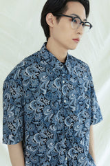 コンプレックス 1/2 シャツ / COMPLEX BYZANTINE PAISLEY 1/2 SHIRT NAVY