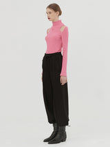 WOOL WIDE STRING PANT - BLACK (6642703663222)
