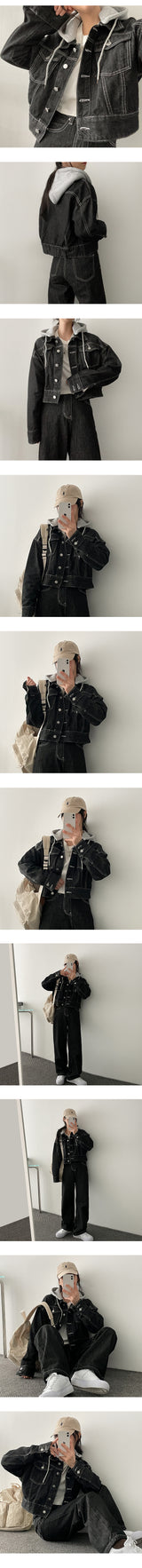 【XS～2XLの6サイズ!】裏毛ステッチセントデニムワイドパンツ